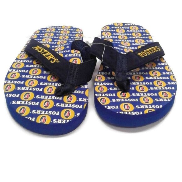 Fosters Medium 9-10 Logo Blue Flip Flops Rubber Sole Summer Footwear Men NEW - Picture 5 of 8